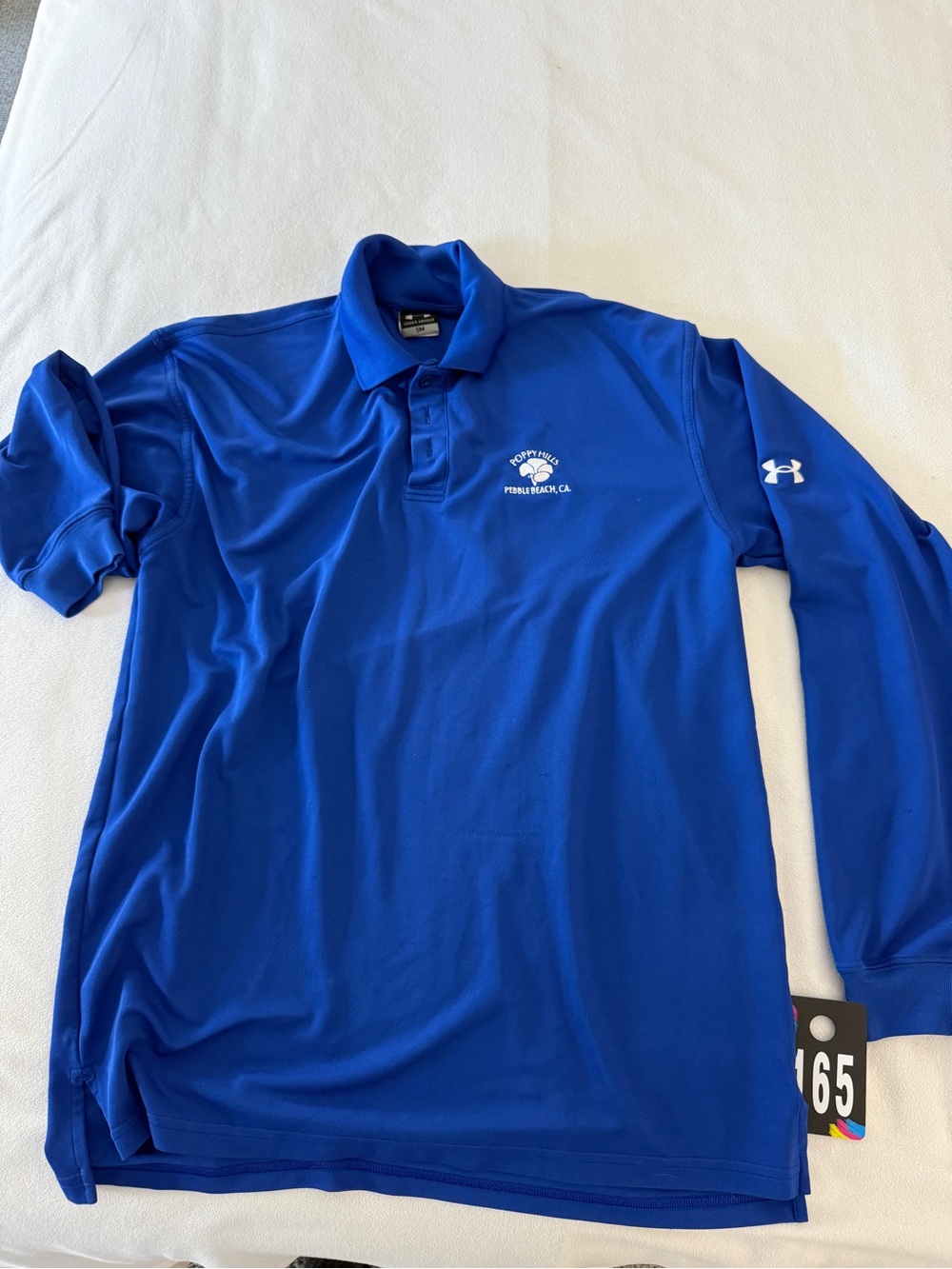 Under Armour Men’s Medium Long Sleeve Polo - Blue: Poppy Hills logo